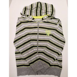 Boys Nike Zip Up Hoodie Striped Black Gray Green Wht. Size 8-10